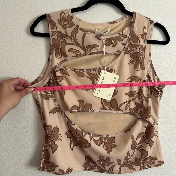 Peppermayo Beyond Cut Out Mesh Top - Hazel Bloom - Picture 4 of 5